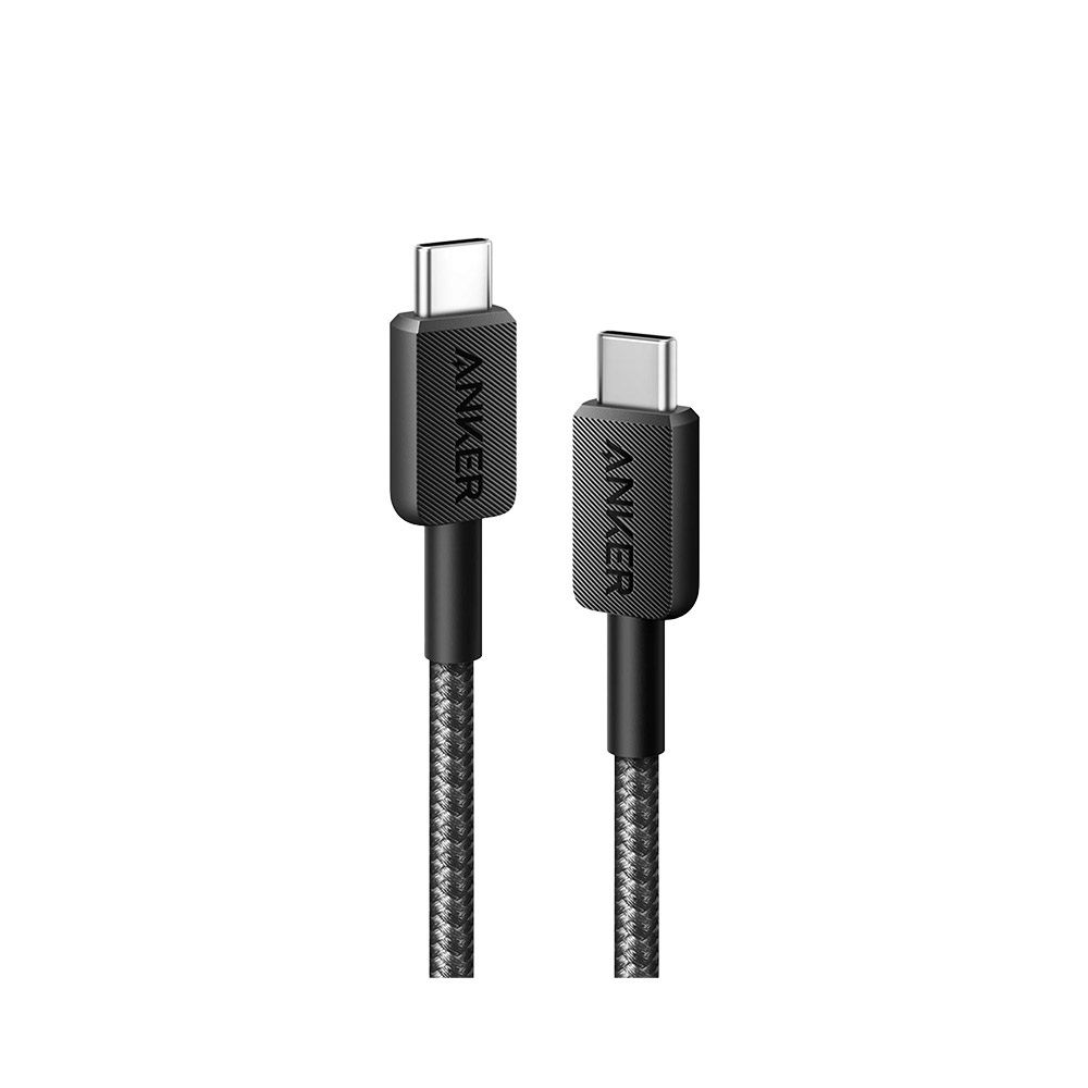 انكر كابل 322 USB-C إلى USB-C (مضفر بطول 6 أقدام) أسود