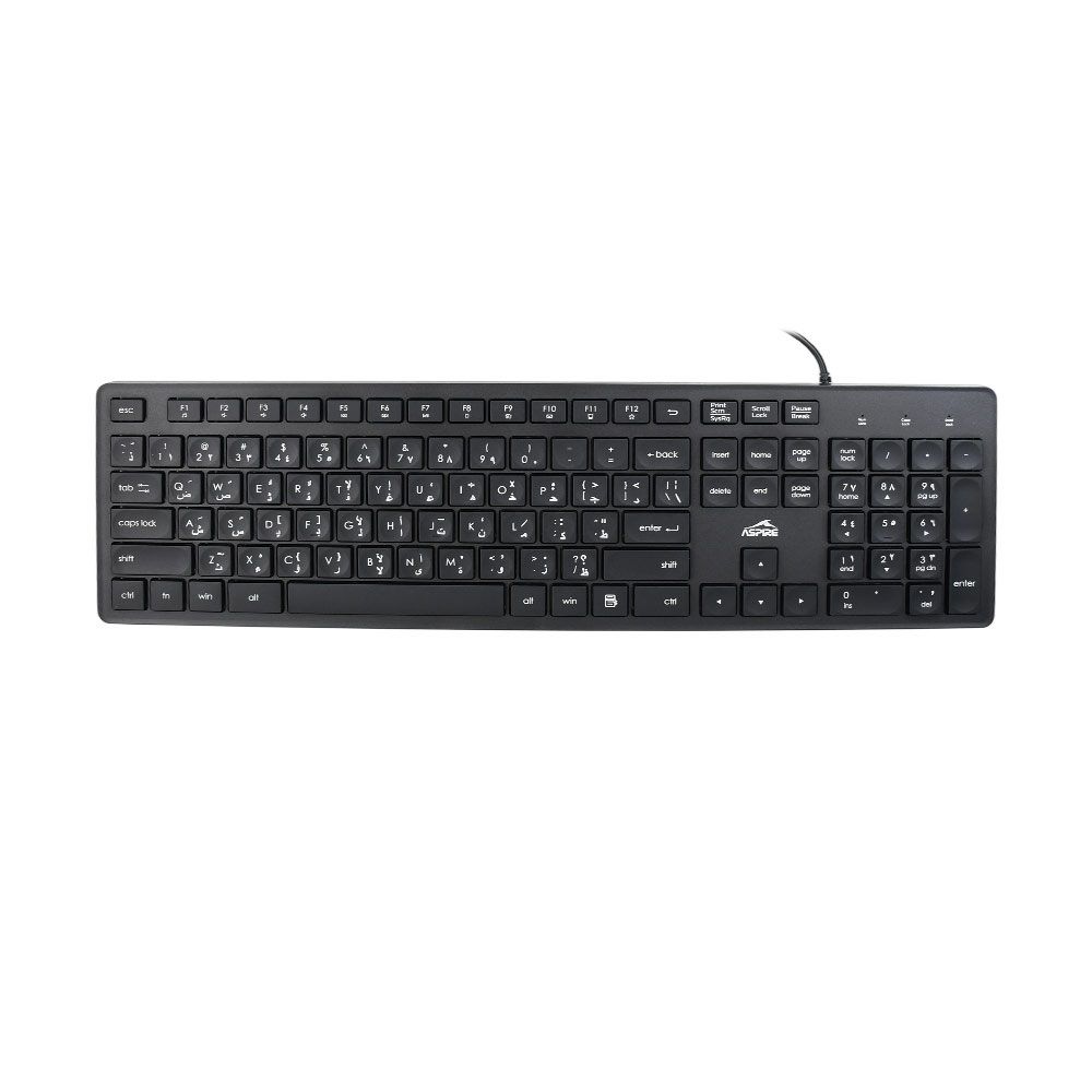 لوحة مفاتيح Aspire K808 - سلكية باللون الأسود