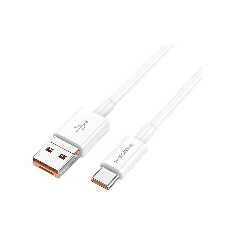 بوروفون BX102 وِنر - كابل بيانات وشحن 2 في 1 USB Type-C إلى Type-C - أبيض