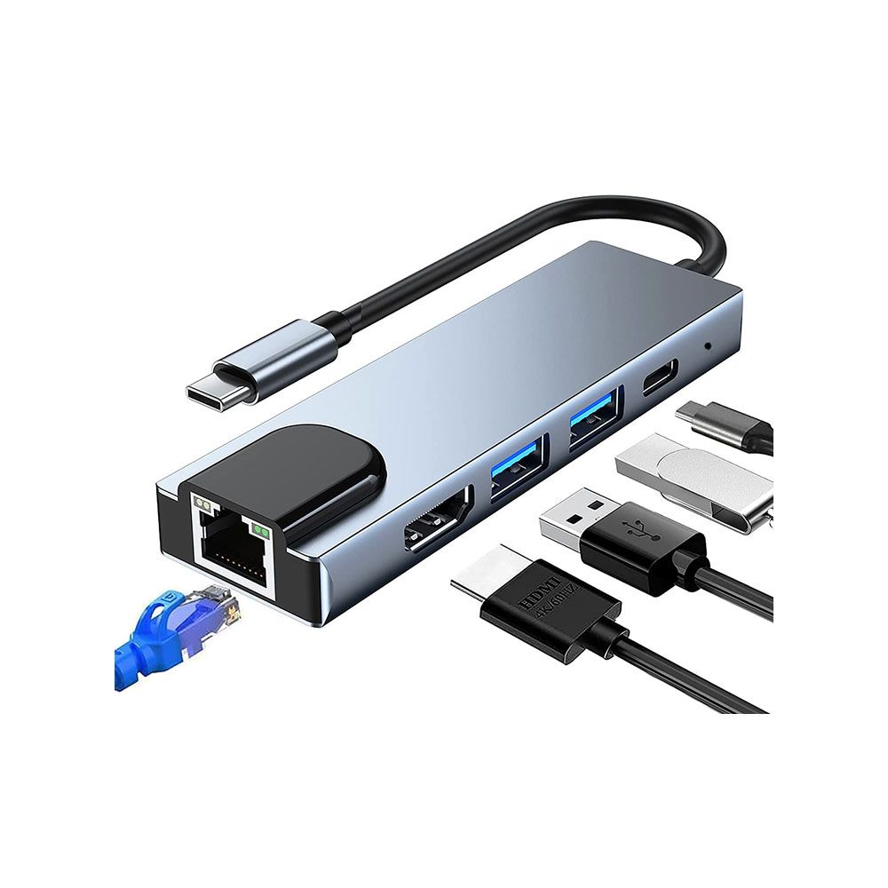 كوجر موزع تايب  سي 8 في 1- منفذان USB 3.0 + منفذ HDMI + منفذان USB-C + منفذ بطاقة SD + منفذ LAN