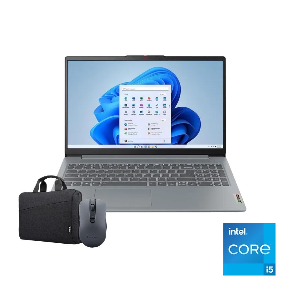 لابتوب Lenovo IdeaPad Slim 3 15IRH10 معالج انتل كورi5 -13420 رامات 16 جيجا هارد 512جيجاSSD كارت شاشة Intel UHD Graphic شاشة " 15.3رمادى & ماوس WL310+شنطة T210 أسود