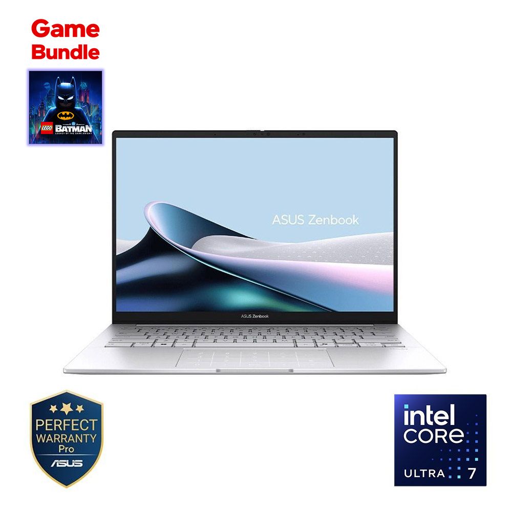 لابتوب اسوس  ZENBOOK 14 OLED UX3405CA-PZ007W  معالج Intel Core Ultra7 255H رامات 16 جيجا هارد 1 تيرSSD كارت شاشة Intel Arc شاشة تاتش 14" OLED ويندوز11 فضي