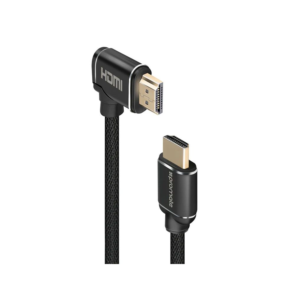 بروميت – كابل HDMI للصوت والفيديو – أجهزة التلفاز والشاشات – زاوية قائمة – مطلي بالذهب 24 قيراط – 4K ألترا إتش دي