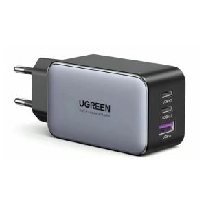 شاحن حائط Ugreen Nexode بمنفذين USB-C + منفذ USB-A، قوة 65 واط، 3 منافذ، اسود