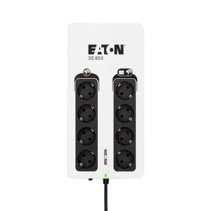 Eaton Standby 3S Gen2 UPS DIN, 850 VA, 510 W, Input: Schuko, Outputs: (4) Schuko, (4) Schuko surge only, USB Communication, USB charge (2) -3S850D