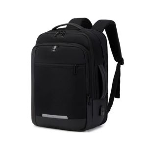 شنطة ظهر للاب توب Rl-5303 سوداء قابلة للتوسيع مقاس 15.6 انش مقاومة للماء مع منفذ USB, أسود