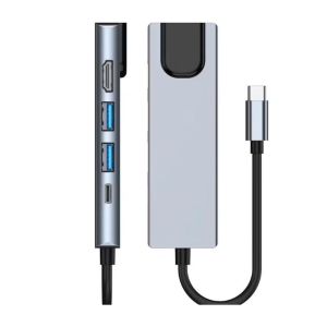 HUB 5 in 1 Type-c TO hdmi -2 usb 3 - Typec - Lan 