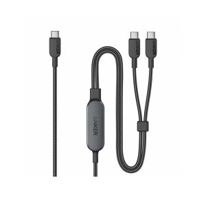 أنكر كابل 2 في 1 USB-C إلى USB-C (4 قدم، 140 وات) – أسود