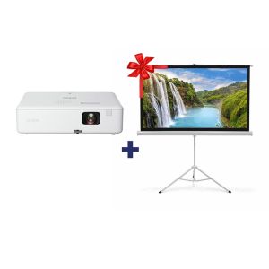 إبسون  جهاز عرض CO-W01-3000 لومن - WXGA وشاشة عرض عالية الجودة 180x180 مع حامل ثلاثي القوائم