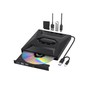 جينيرك مشغل أقراص DVD خارجي – 5 في 1 – يدعم بطاقة SD – منفذي USB – من النوع C