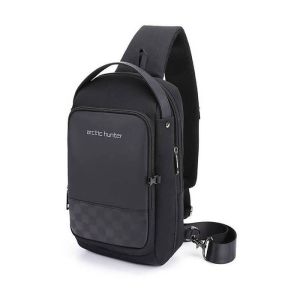 Arctic Hunter XB00105 Chest Crossbag USB Charging Sling Shoulder Bag Waterproof - Black