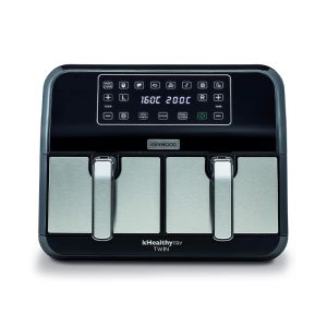 Kenwood Double Digital Air Fryer-HFM75-MB -  size XXXL -  capacity 4 liters + 4 liters - Black& Silver 